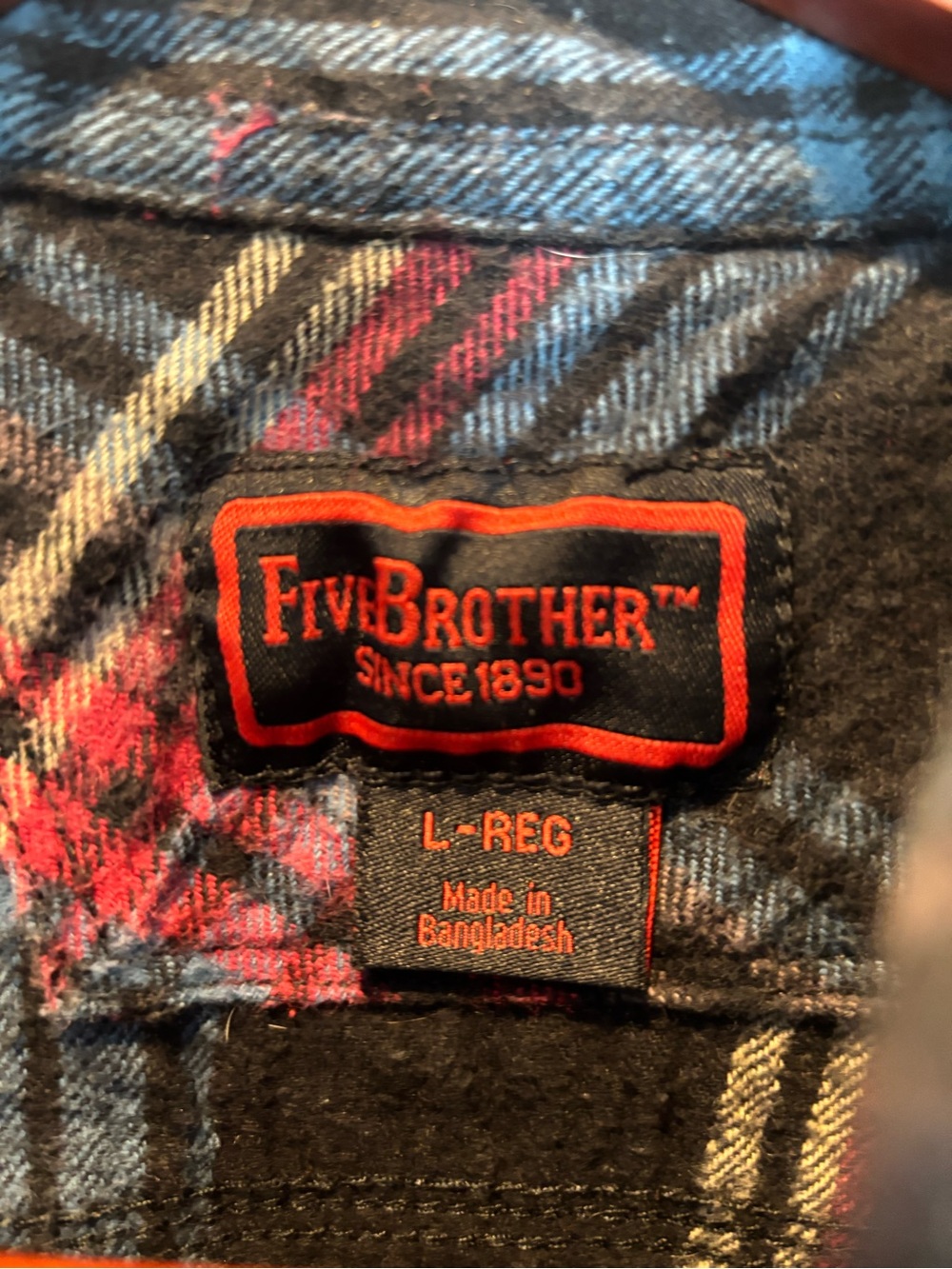 Flannel FiveBrother Plaid Button-Down Shirt in Blue, Red, Black
